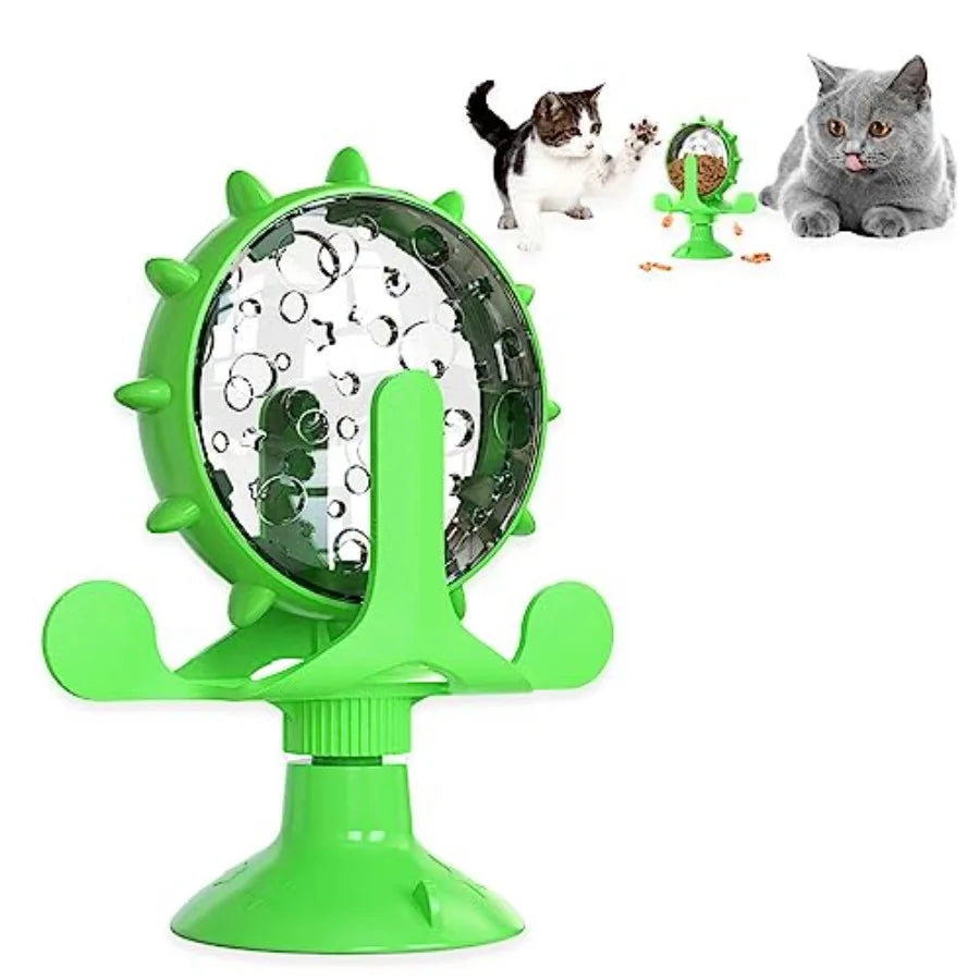 Cat Dog Treat Dispenser Toy - Cat Interactive Feeder 360° Degree Rotating, Food Leakage Device Rotate, Interactive Cat Food Tre