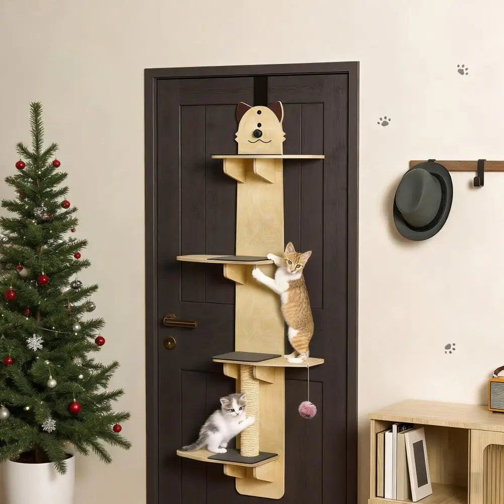 Over Door Cat Tree With Scratching Post And Climbing Shelves