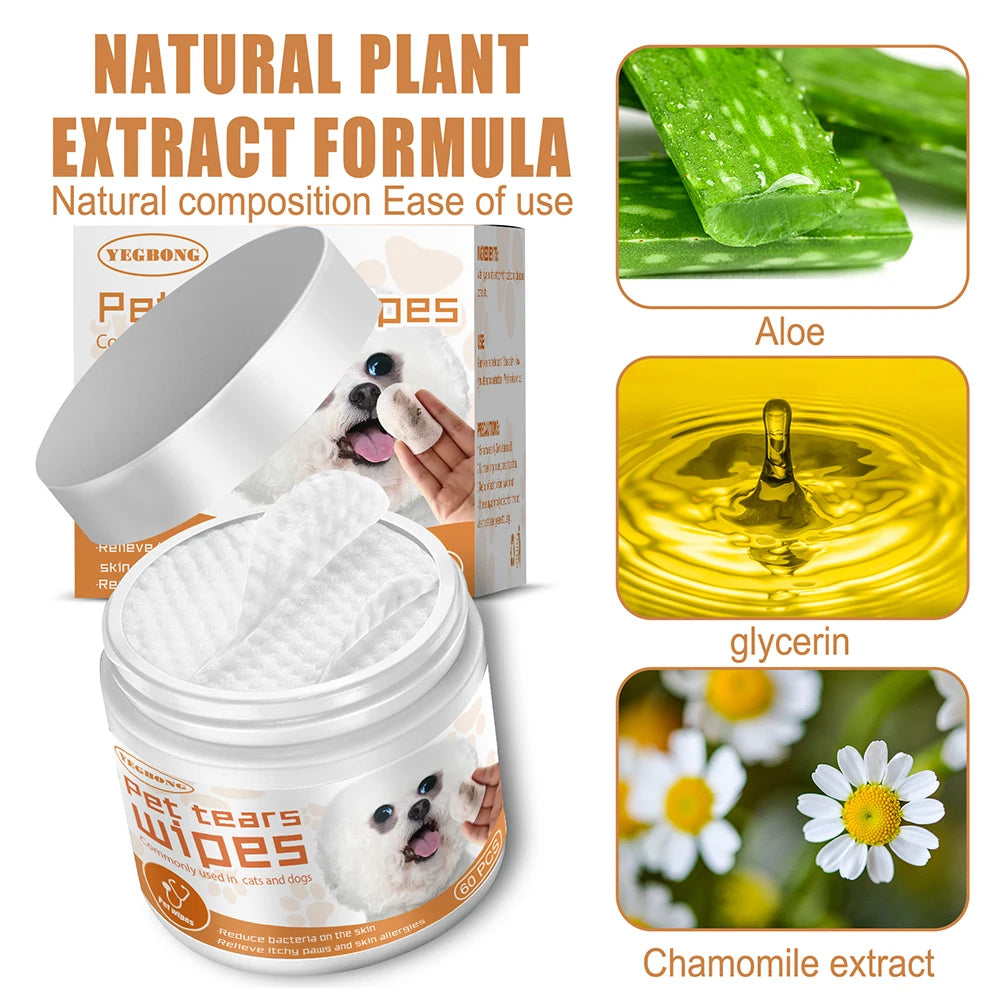 Dog Cat Wet Wipes Ear Stain Remover Nonwoven Cleaning Wipes