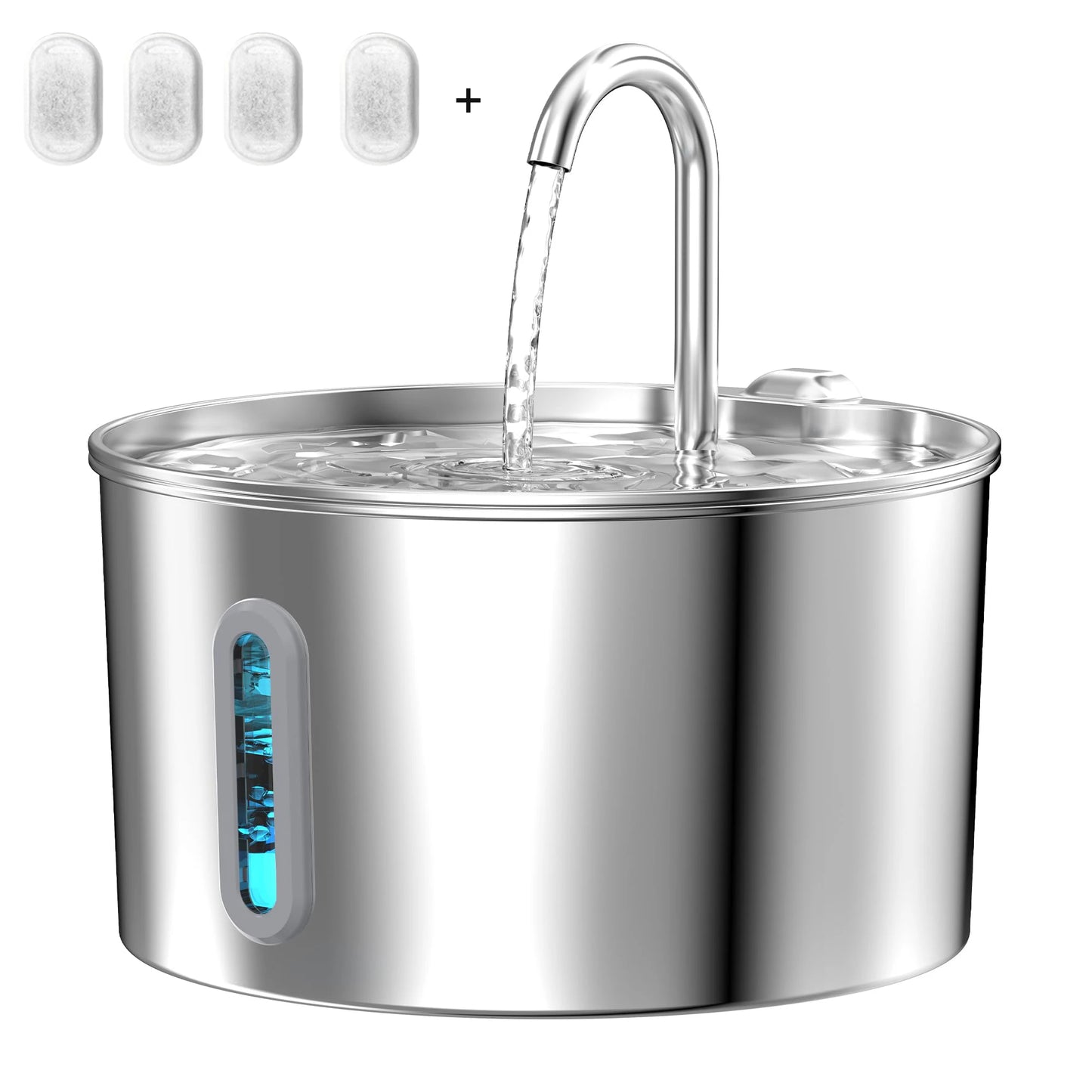 2.2L Cat Drinking Fountain Automatic Stainless Steel Pet Dogs Water Dispenser Ultra-quiet Pump Water Foutain For Multiple Pets