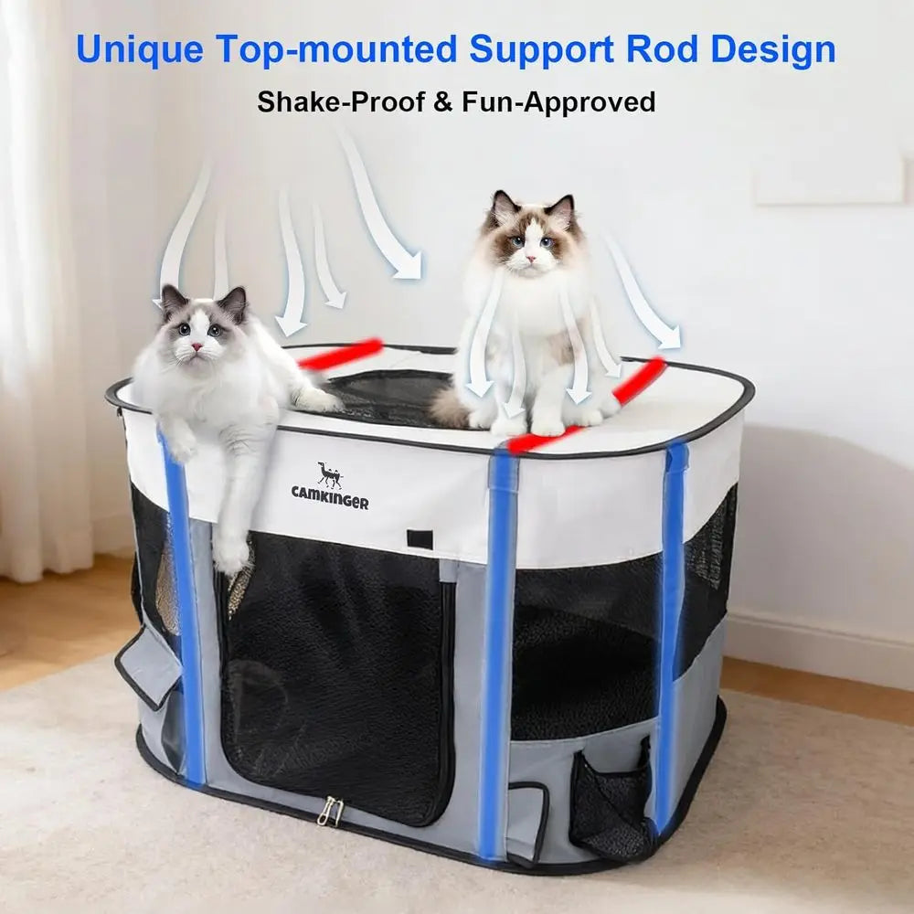 Versatile Indoor-Outdoor Pet Playpen, 2-in-1 Waterproof Dog Crate & Cat Enclosure, Large Portable Kennel for Small Dogs and Kitt