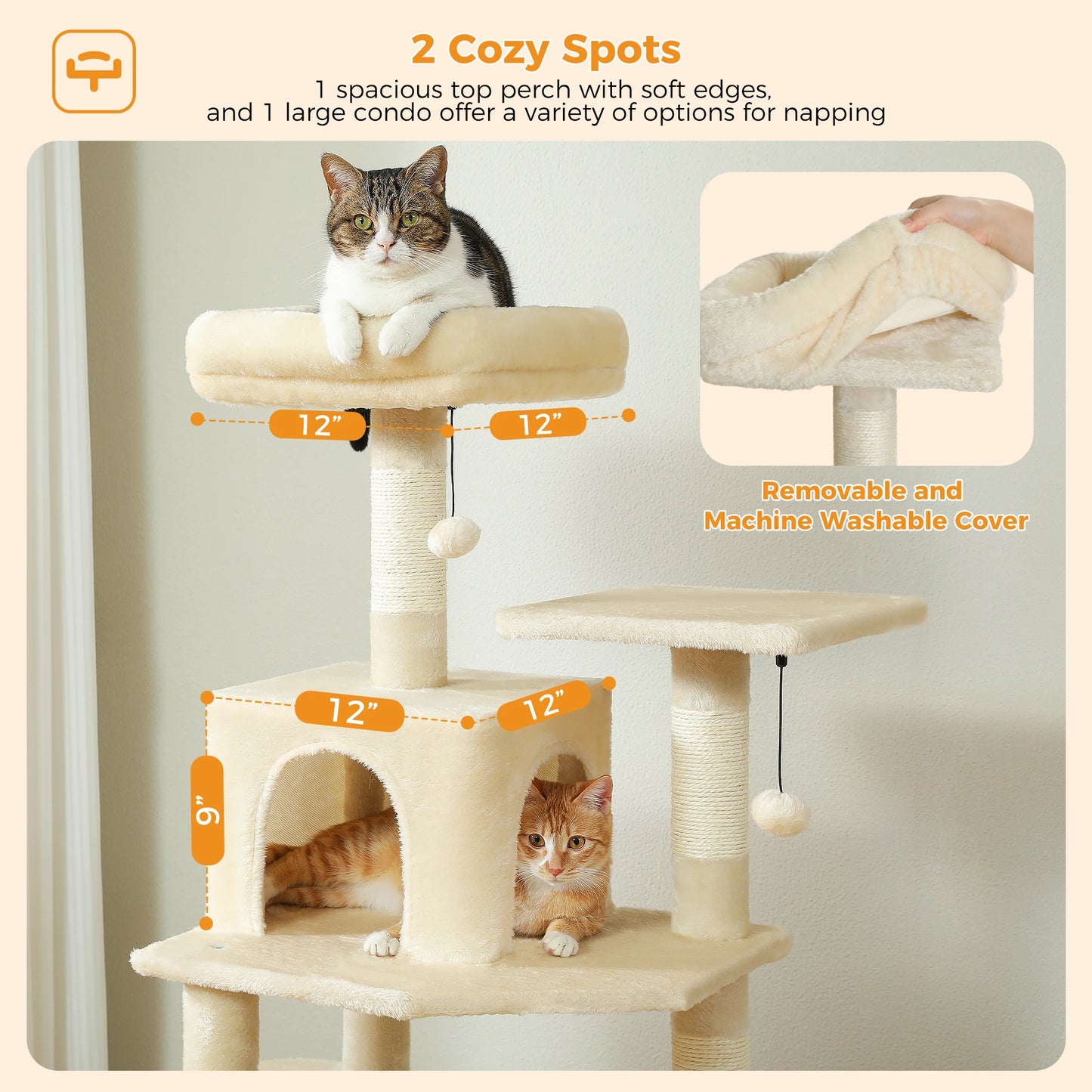 PAWZ Road Large Cat Tree Tower With Scratching Posts Condos