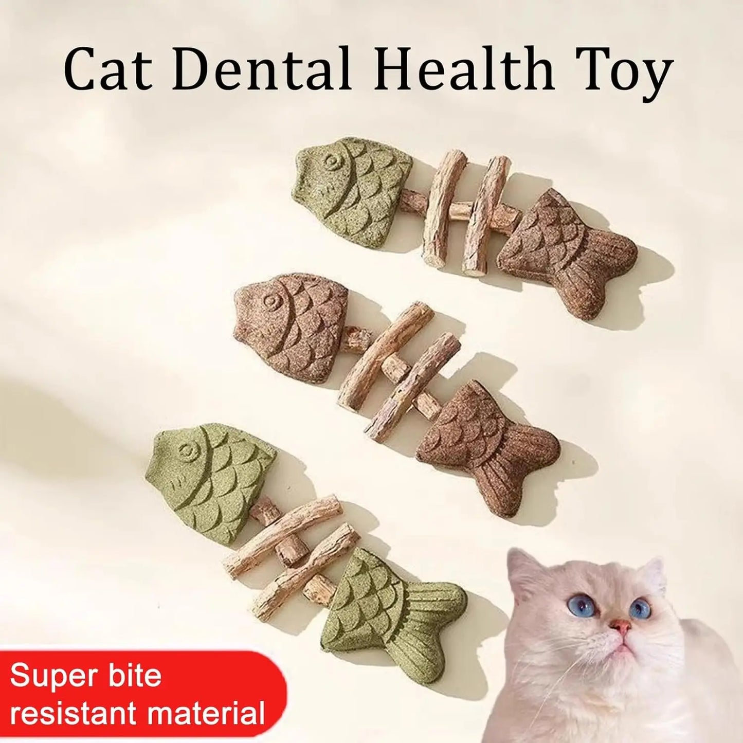 Dental Health Chew Toy for Cats - Bite-Resistant Fishbone Toy