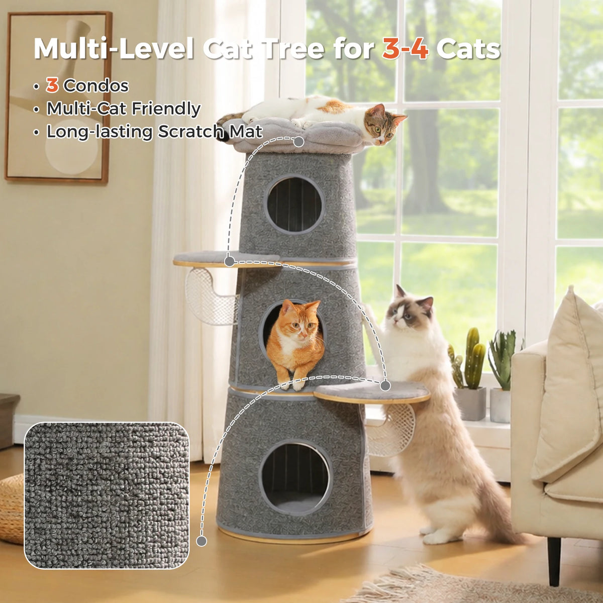 PAWZ Road Modern Cat Tree With Condos And Flower Perch