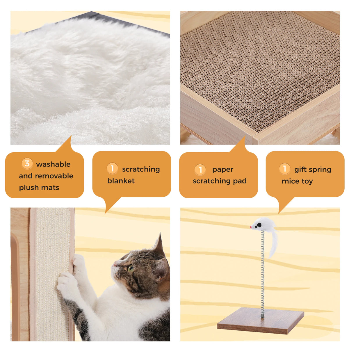 PAWZ Road Modern Cat Condo With Removable Mats And Scratcher by Annie N Poe Cattastic Supplies