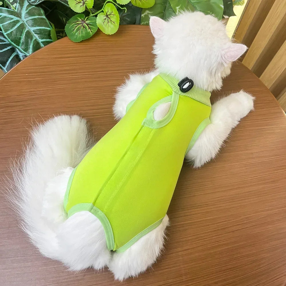 Anti Licking Pet Cat Clothes Girls Kitten Overall Pajamas Cat Clothes Recovery Suit Female Jumpsuit Cat Sterilization Vest Shirt