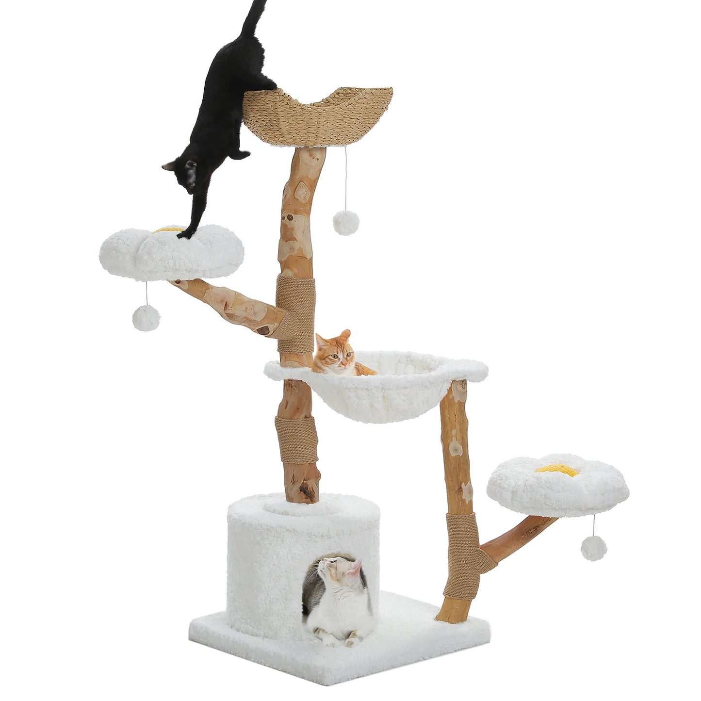 PAWZ Road Large Cat Tree Tower With Sisal Scratching Post And Basket Bed