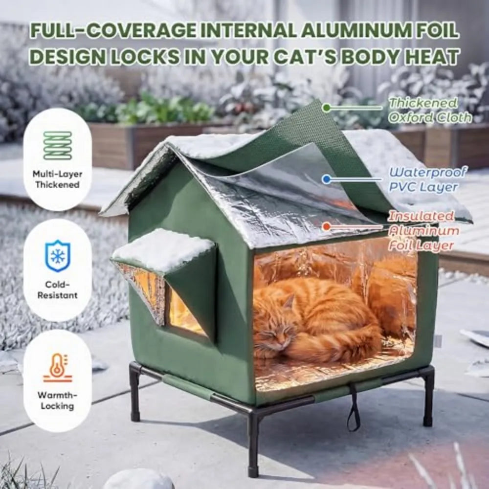 Weatherproof Outdoor Cat House Insulated Shelter For Stray Cats