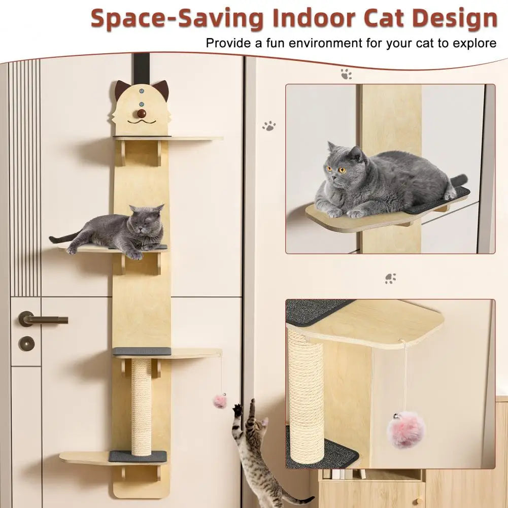 Over Door Cat Tree With Scratching Post And Climbing Shelves