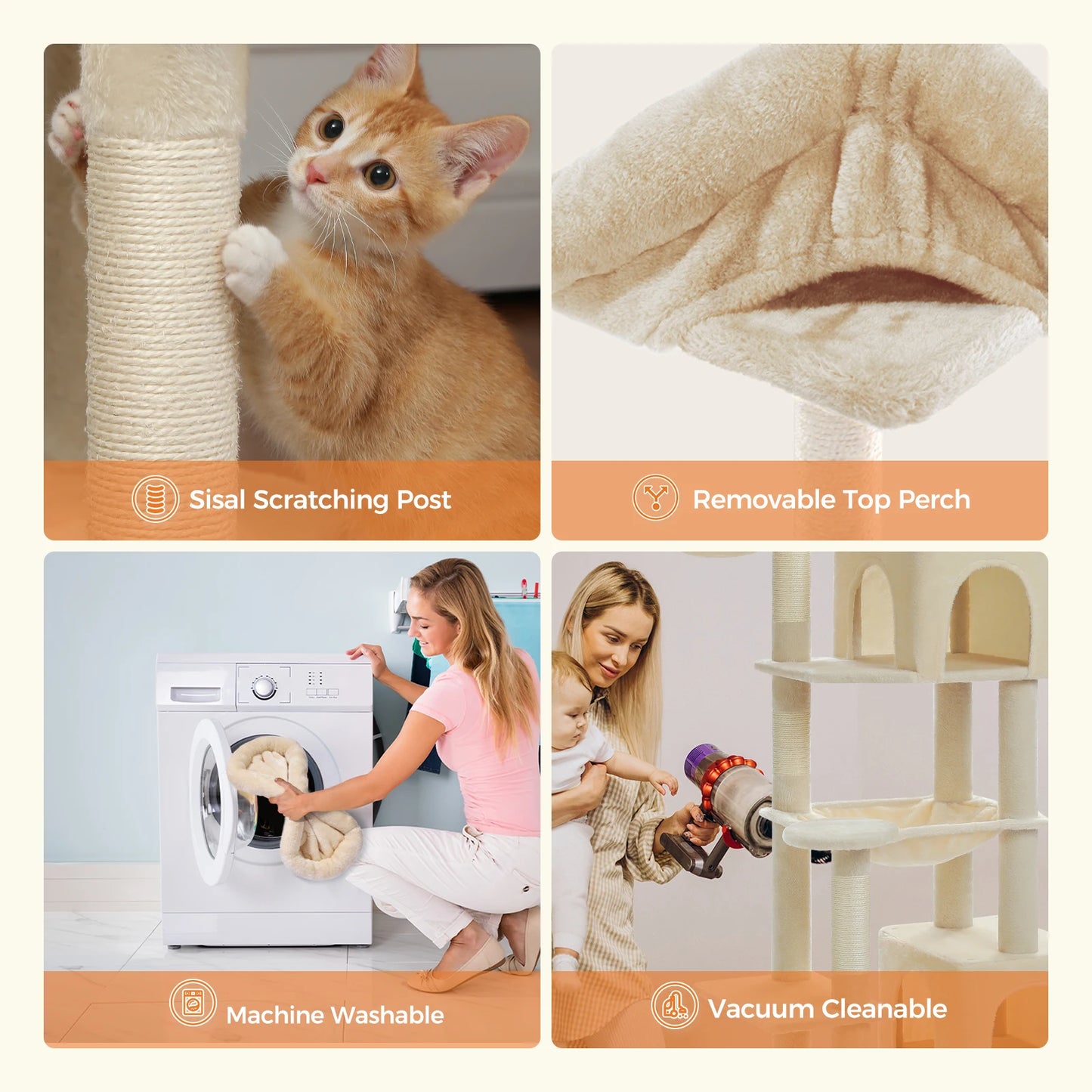 PAWZ Road Tall Cat Tree With Durable Scratching Posts