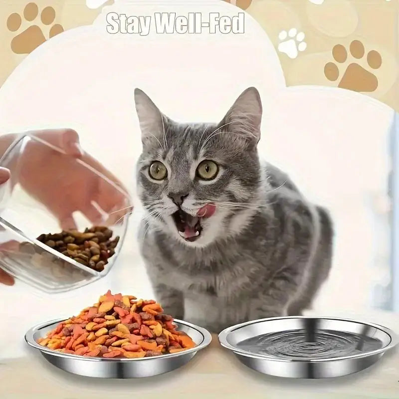 Stainless Steel Slip Resistant Cat Bowl With Anti Tip Base