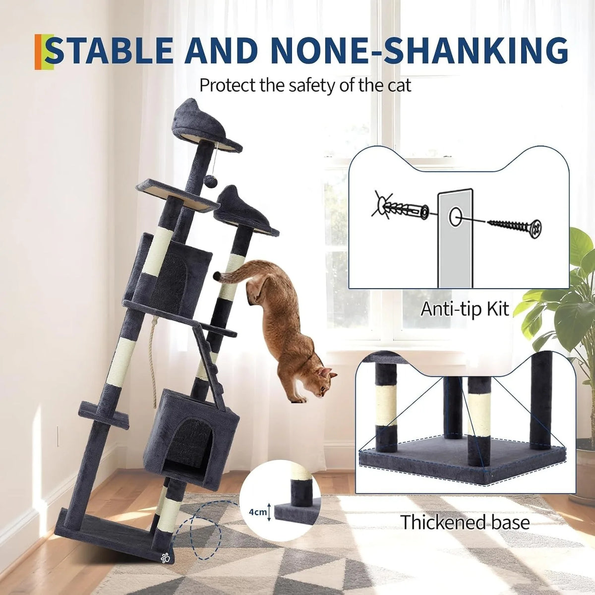 Premium Multi Level Cat Tree With Scratching Posts And Hammock