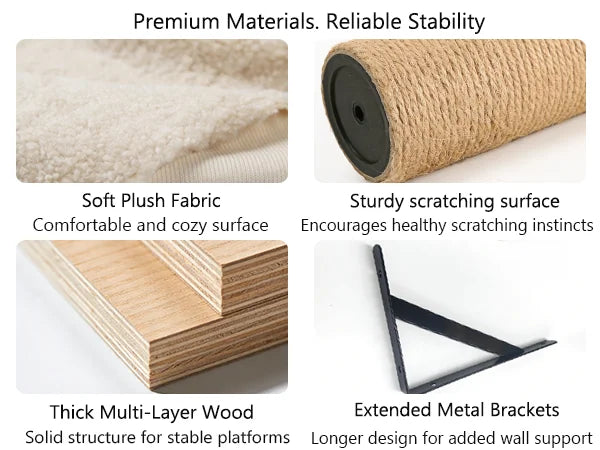 MIUZMORE Wall Mounted Cat Shelves And Scratching Posts Furniture Set