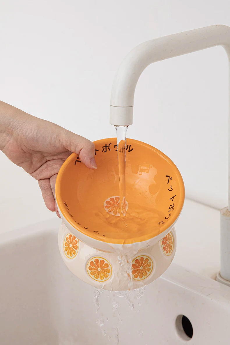 Japanese Ceramic Elevated Cat Bowl Puppy Dog Snacks Water Food Bowl For Cats Raised Cat Feeder Drinker Pet Supplies Accessories
