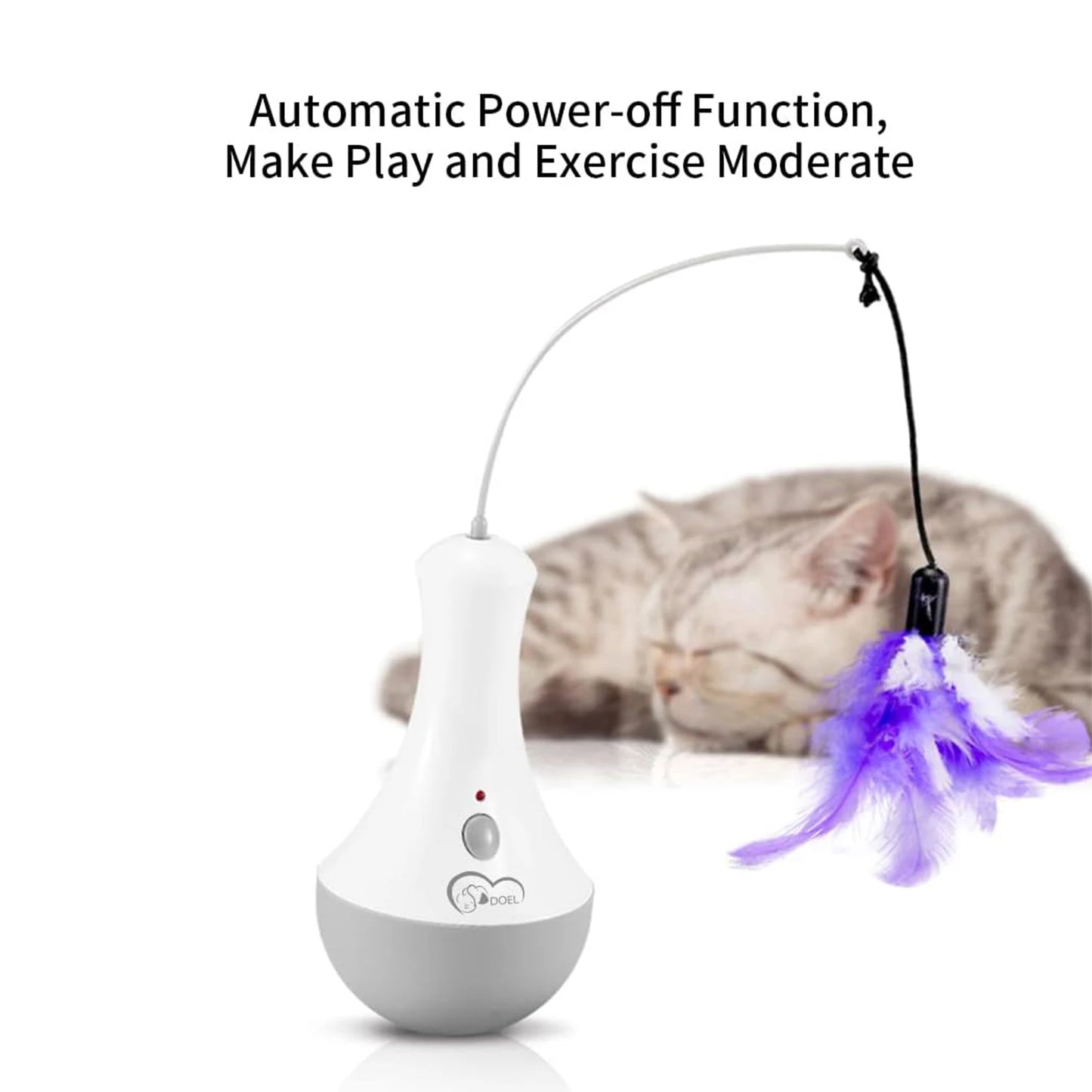 Cat Interactive Feather Toy Teaser With 360 Degree Rotation For Indoor Play
