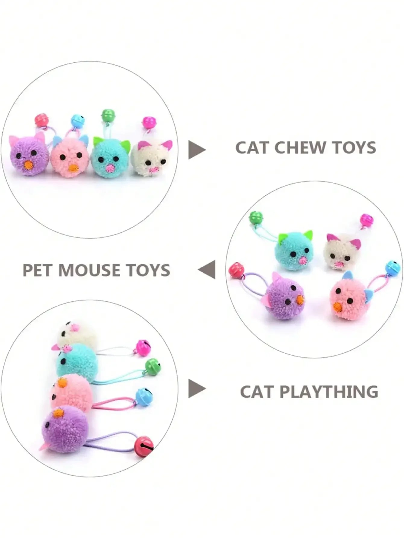 4pcs Cat Toys Set, Plush Ball With Bell, Plush Cat Ball Toys With Bells, Cute Cat Mouse Toys With Sound & Chewing Design, Interactive Indoor Cat Toys To Relieve Boredom And Destructive Behavior