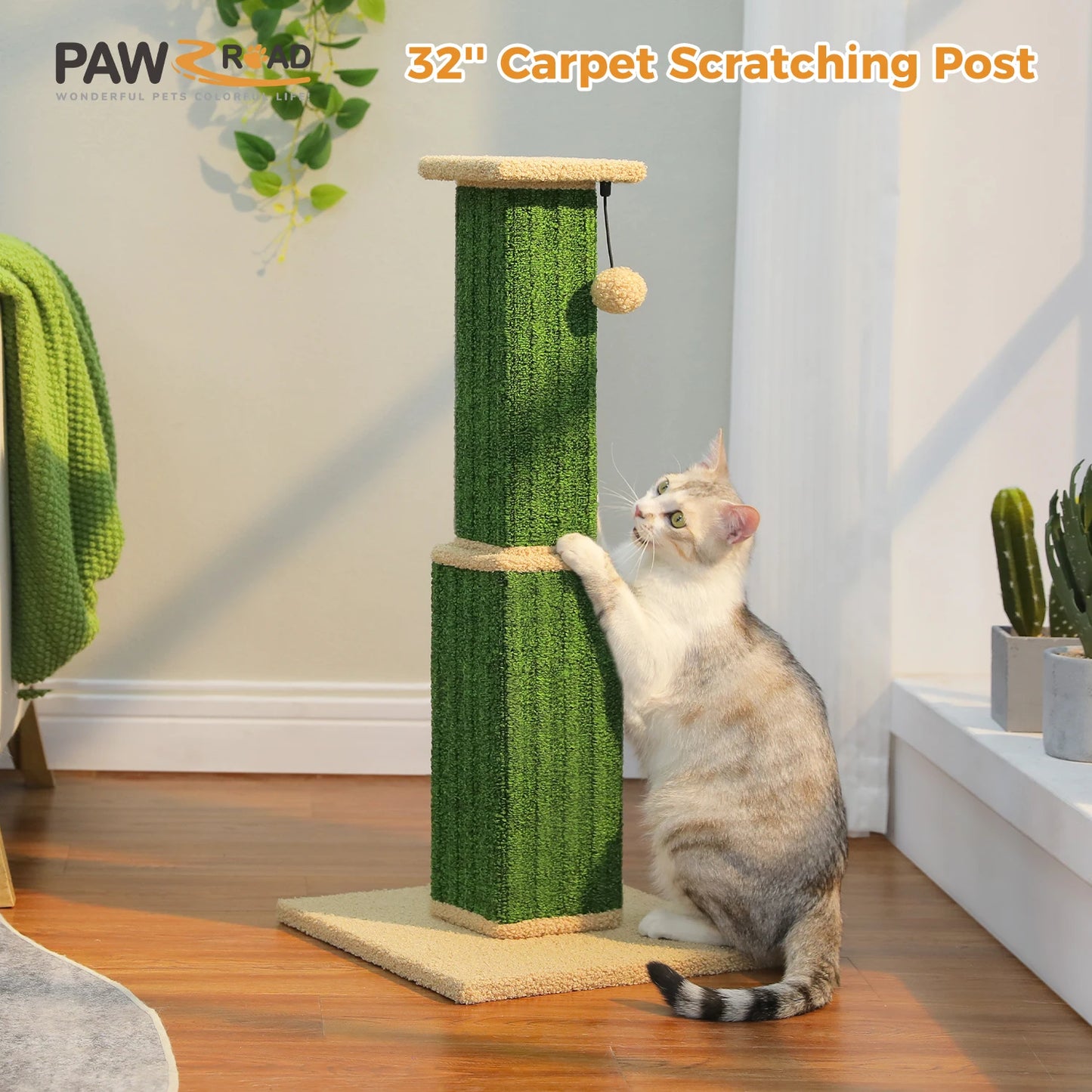 PAWZ Road Cat Scratching Post With Woven Sisal Ball Toy