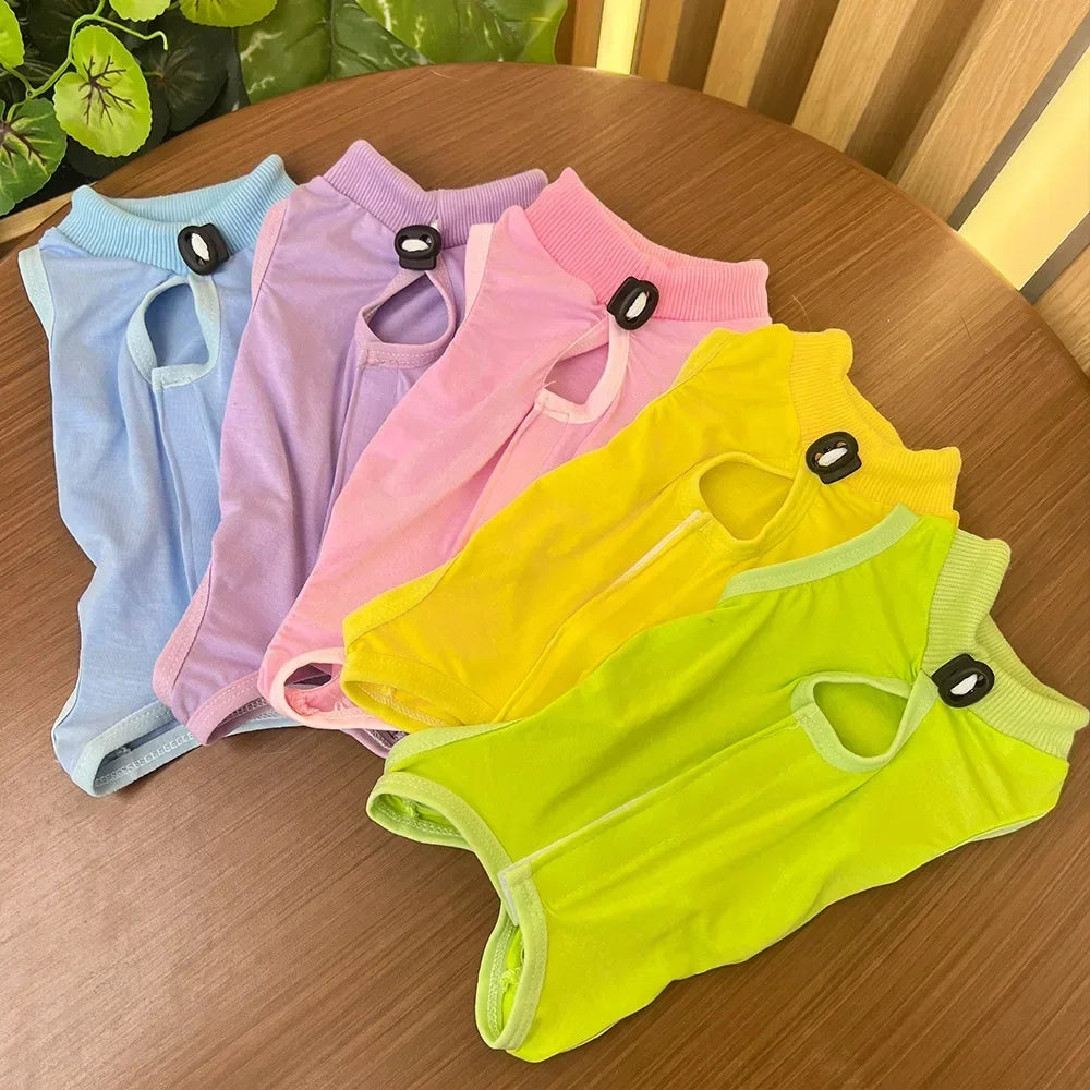 Anti Licking Pet Cat Clothes Girls Kitten Overall Pajamas Cat Clothes Recovery Suit Female Jumpsuit Cat Sterilization Vest Shirt
