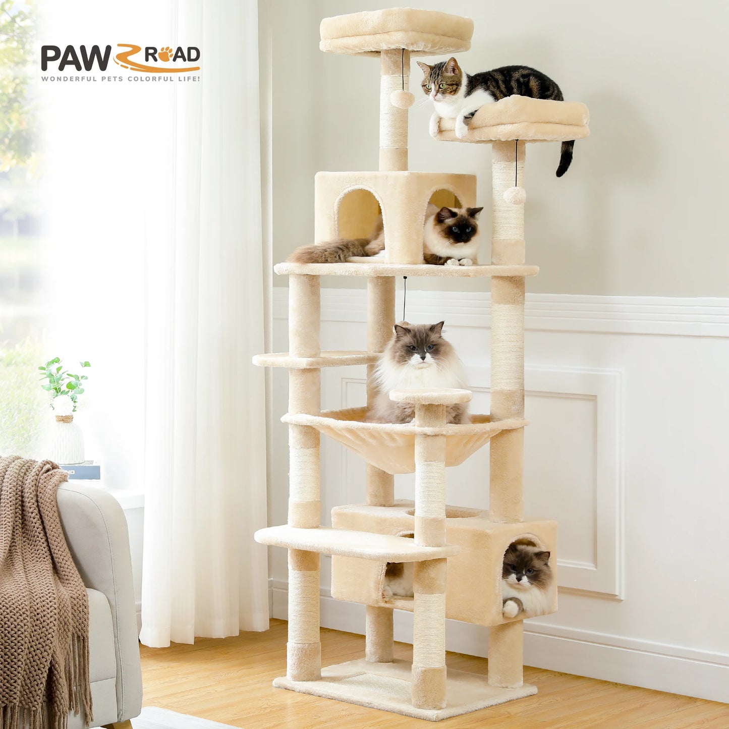 PAWZ Road Large Cat Tree Tower With Scratching Posts Condos