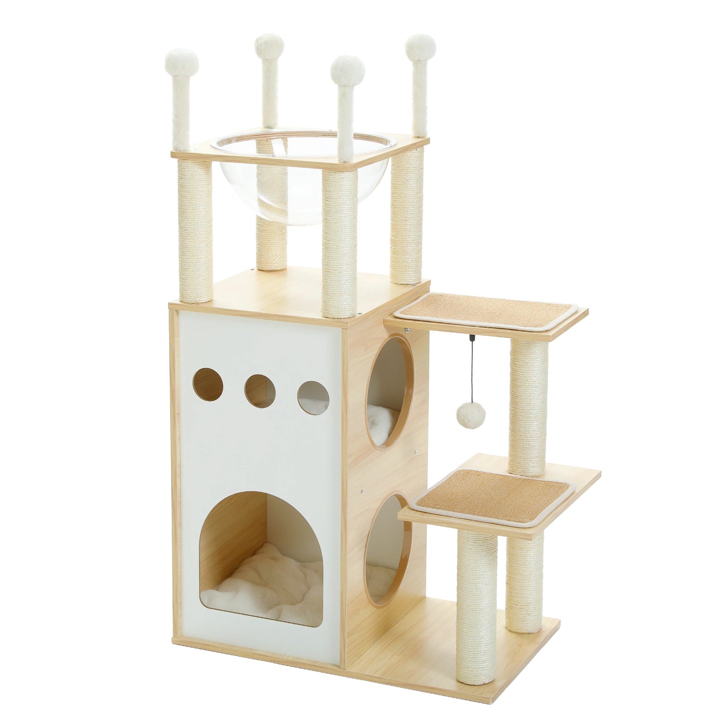 PETEPELA Modern Cat Tree Tower With Two Floor Condo And Scratching Posts