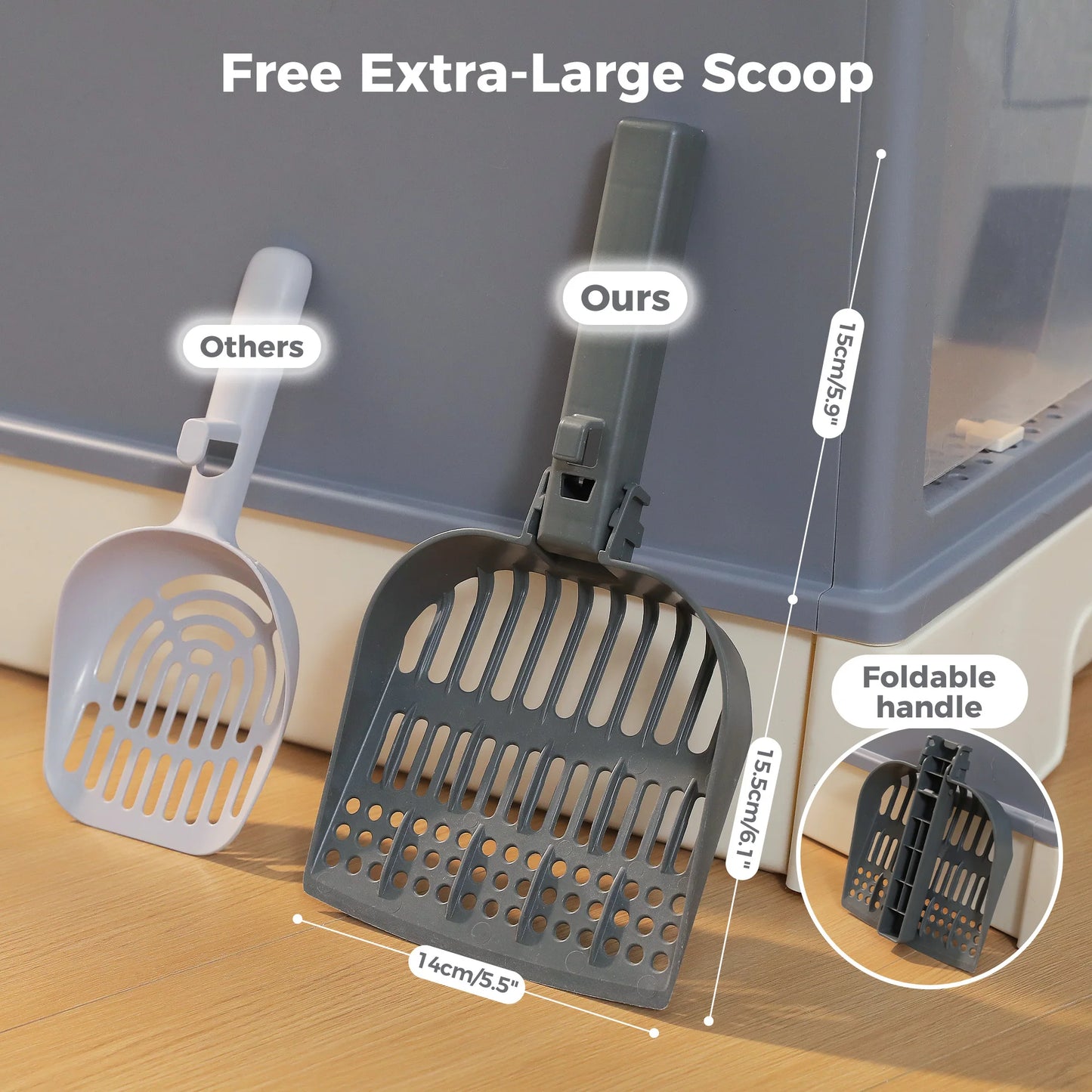 Enclosed Cat Litter Box with Scoop, Large Litter Box for Indoor, Cat Toilet with Lid, Pull-Out Drawer, Top Exit Anti-Tracking