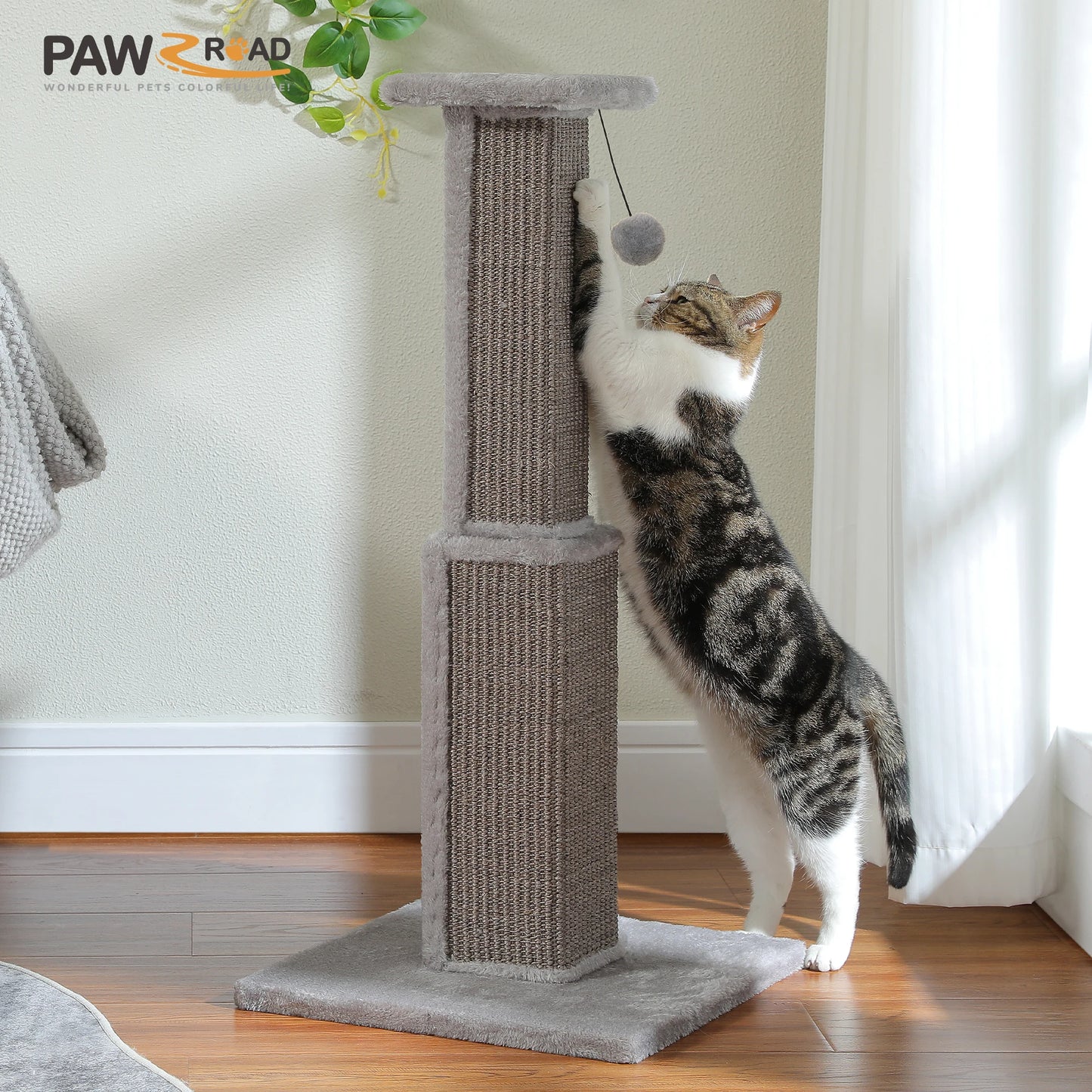 PAWZ Road Cat Scratching Post With Woven Sisal Ball Toy