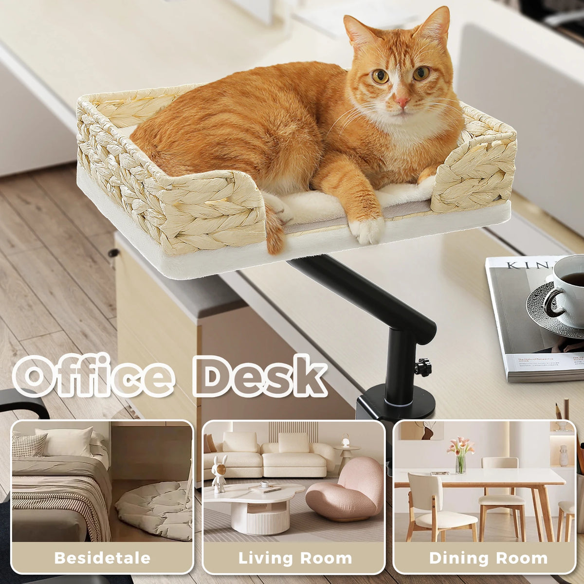 PAWZ Road Rotatable Cat Desk Bed Adjustable Plush Hammock by Annie N Poe Cattastic Supplies