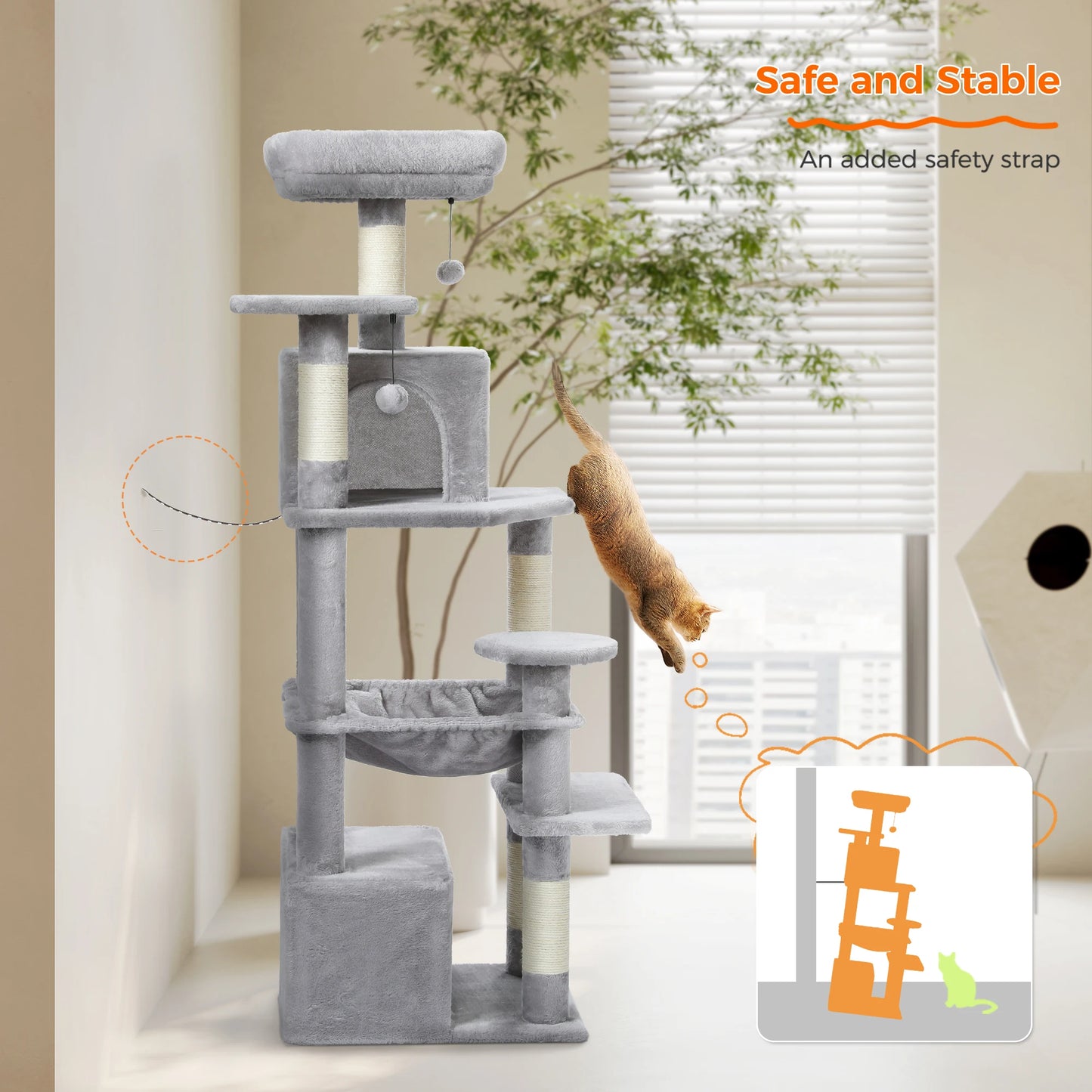 PAWZ Road Large Cat Tree Tower With Scratching Posts Condos