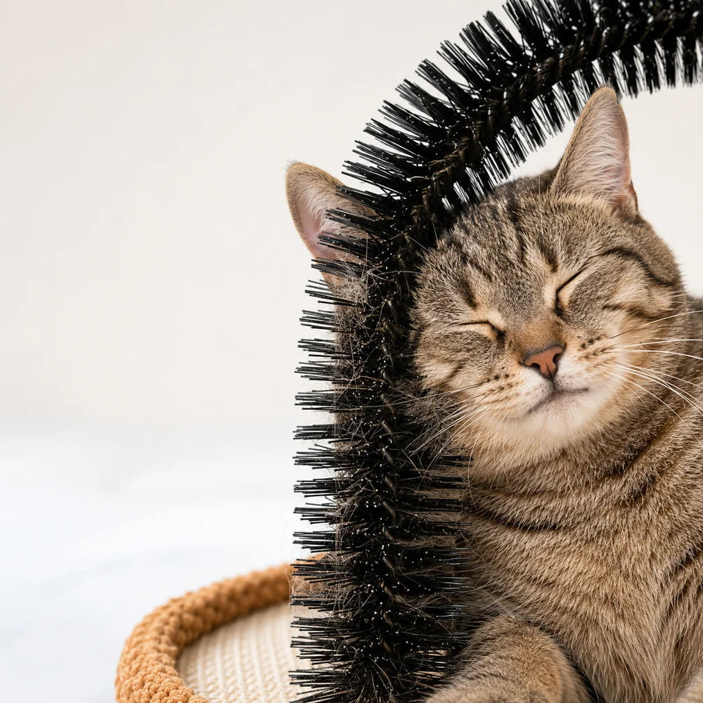 Cat Self Groomer Arch With Sisal Scratcher And Hanging Ball