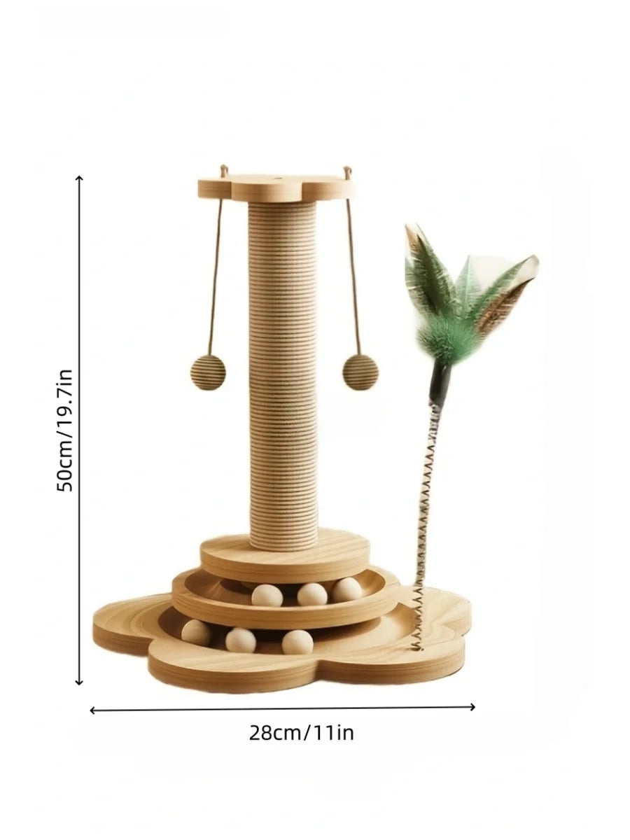 1pcs high-quality cat scratch board rotating platform - wooden fiber chew toy, durable and non shedding cat tree stand, vertical