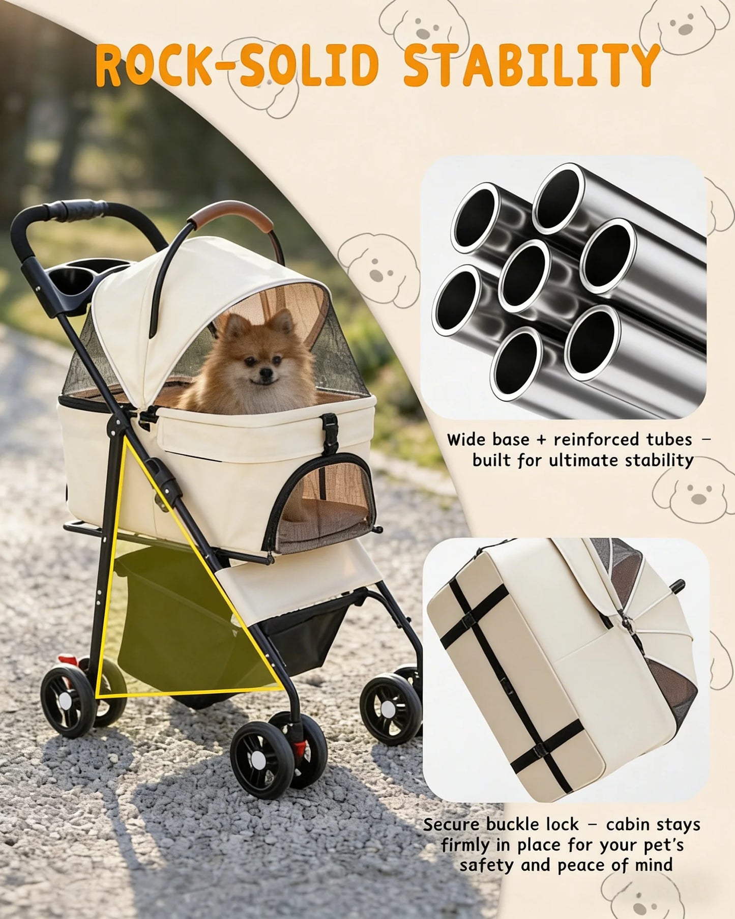 Cabusatly 2-In-1 Pet Stroller Foldable For Small Dogs And Cats
