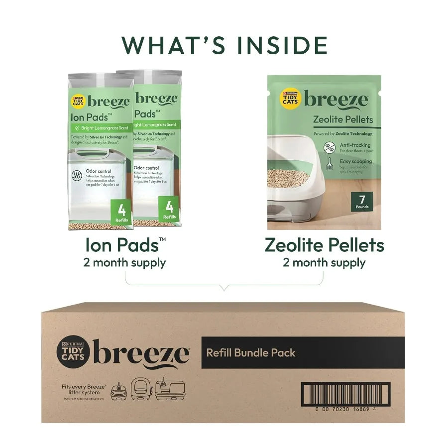Purina Tidy Cats Breeze Lemongrass Zeolite Pellets And Ion Pads