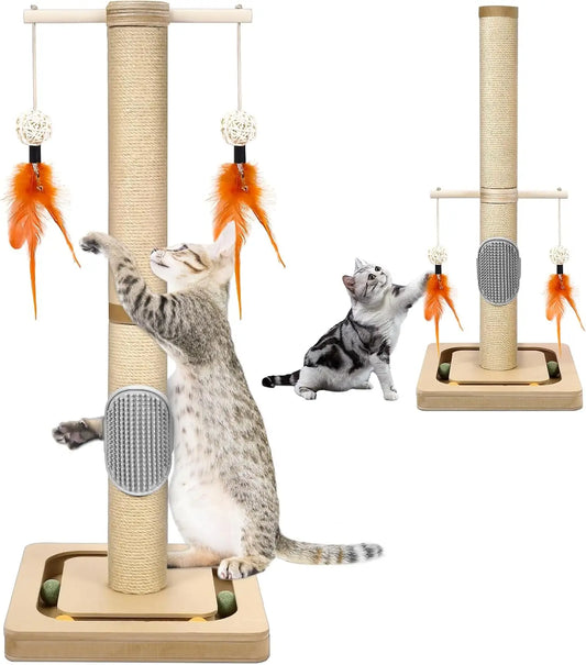 27” Small Cat Tree with 3-Tier Ball Track & Jute Scratching Post, Space-Saving Kitten Tower for
