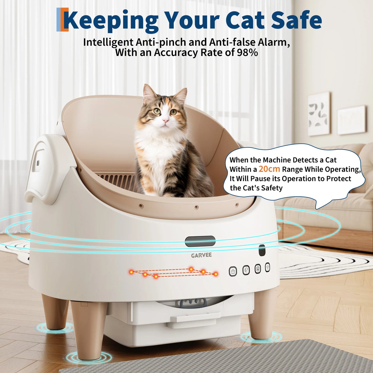 Self Cleaning Smart Litter Box APP Controlled Automatic Odor-Free Cat Toilet with Large Waste Bin for Single Multi Cats