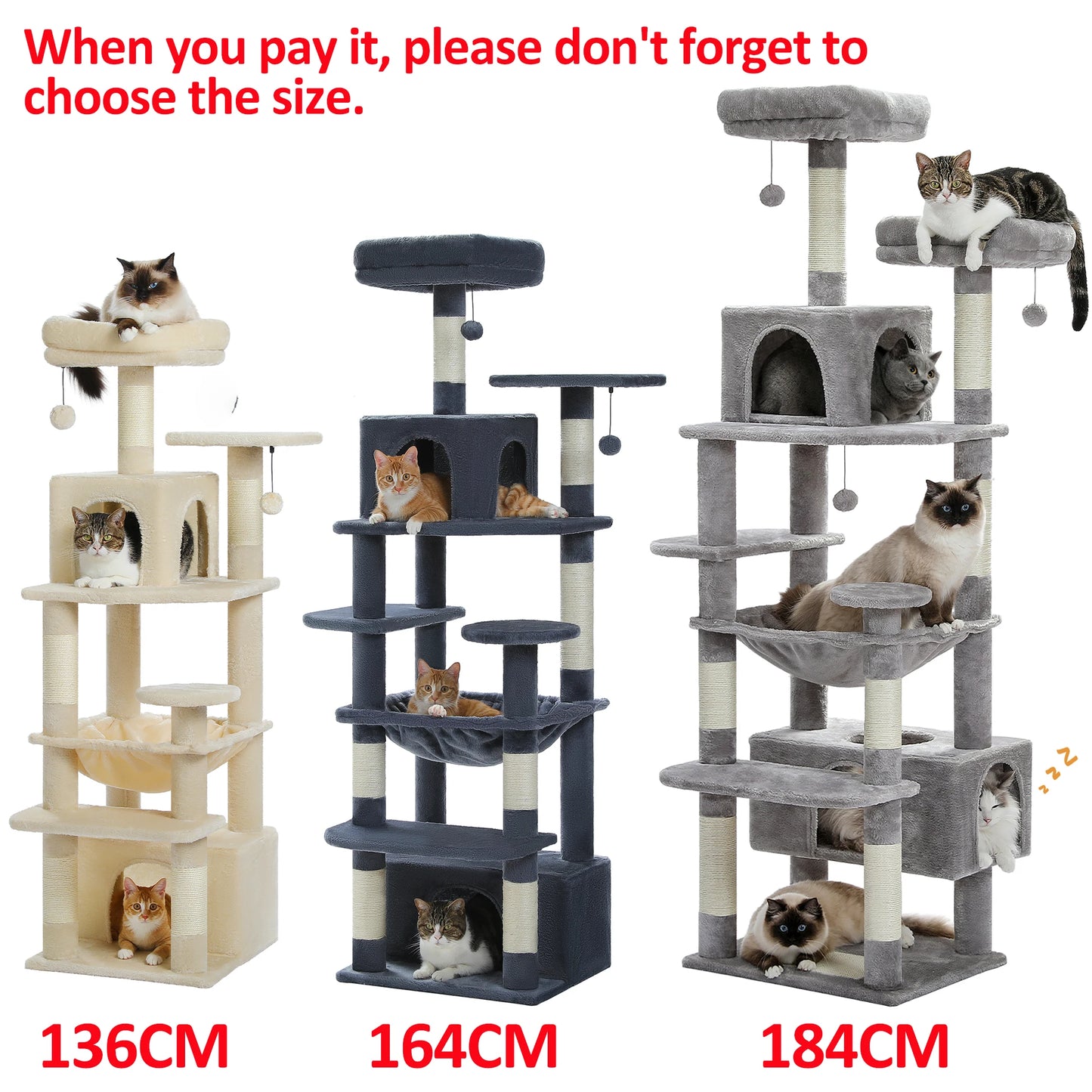PAWZ Road Large Cat Tree Tower With Scratching Posts Condos