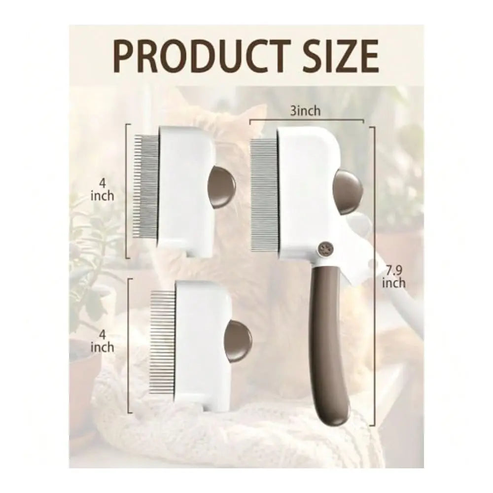 Pet Hair Removal Comb, Interchangeable Cat Brush With Release Button Cat Brush For Indoor Cats, Dog Brush And Pet Grooming Brus
