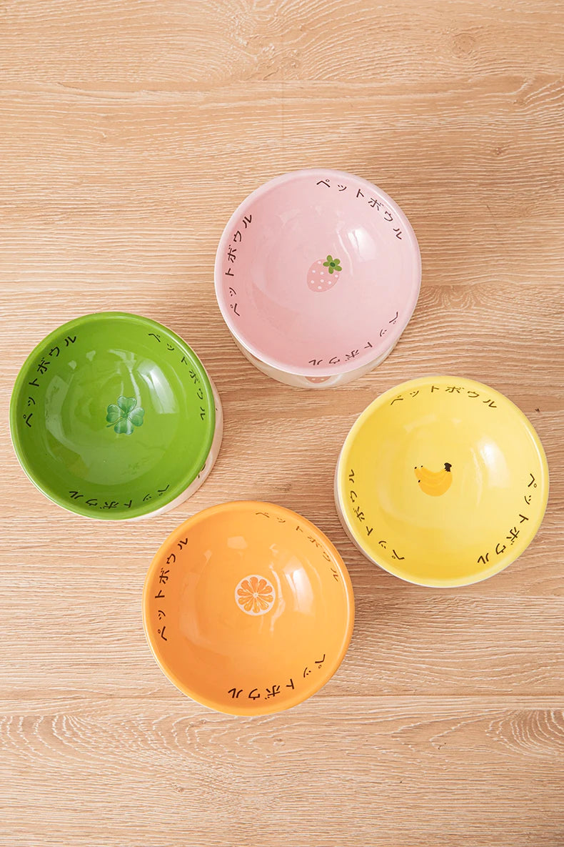 Japanese Ceramic Elevated Cat Bowl Puppy Dog Snacks Water Food Bowl For Cats Raised Cat Feeder Drinker Pet Supplies Accessories