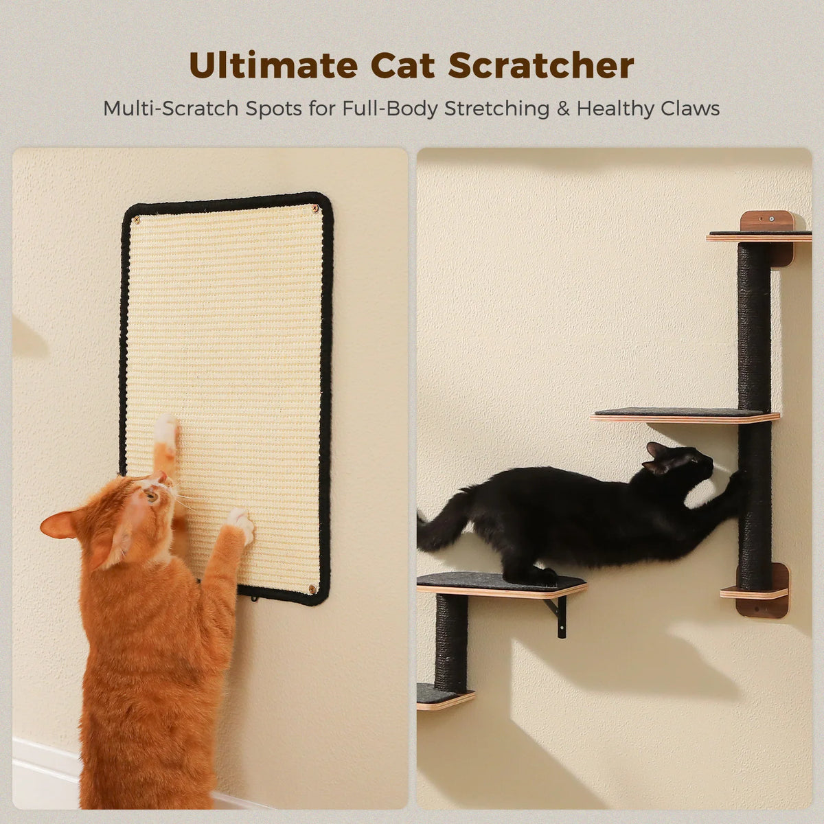 PAWZ Road Wooden Cat Wall Climbing Shelves With Scratching Posts