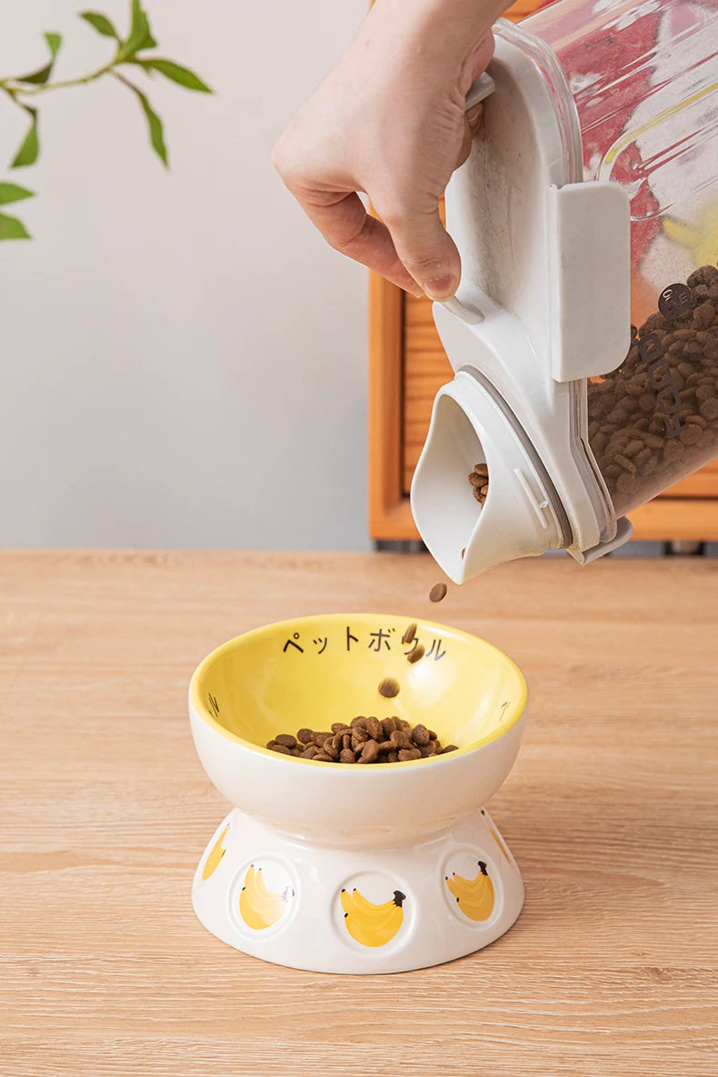 Japanese Ceramic Elevated Cat Bowl Puppy Dog Snacks Water Food Bowl For Cats Raised Cat Feeder Drinker Pet Supplies Accessories