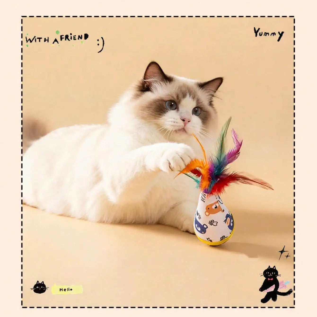 1pc Funny Feather Tumbler Cat Teaser Toy, Self-Entertainment & Boredom Relief, Scratch-Resistant & Bite-Resistant Interactive Toy, Indoor Cat Teaser Wand, Provides Exercise And Entertainment For Cats, Suitable For Large And S