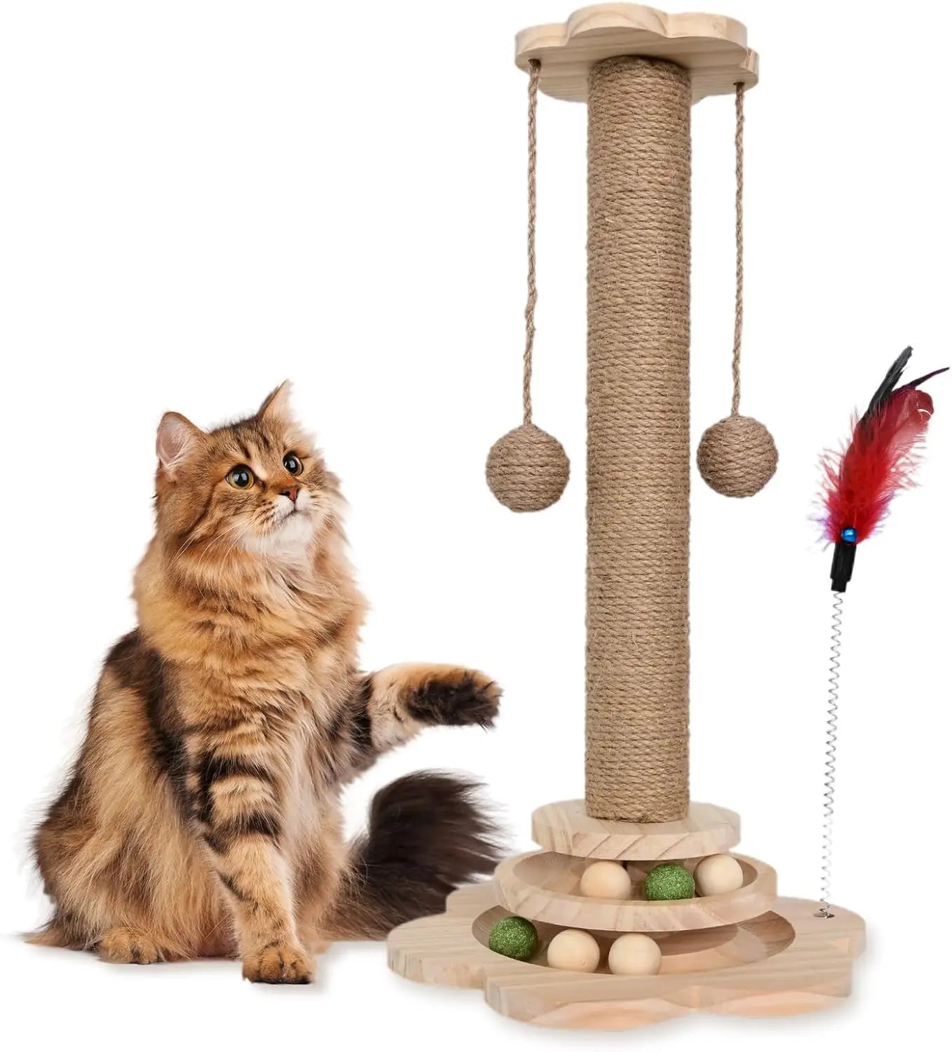 1pcs high-quality cat scratch board rotating platform - wooden fiber chew toy, durable and non shedding cat tree stand, vertical