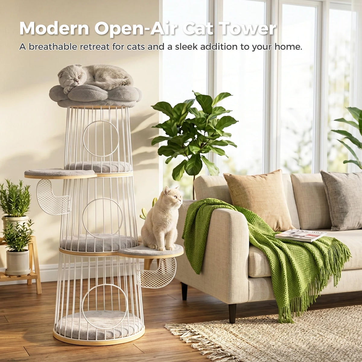 PAWZ Road Modern Cat Tree With Condos And Flower Perch