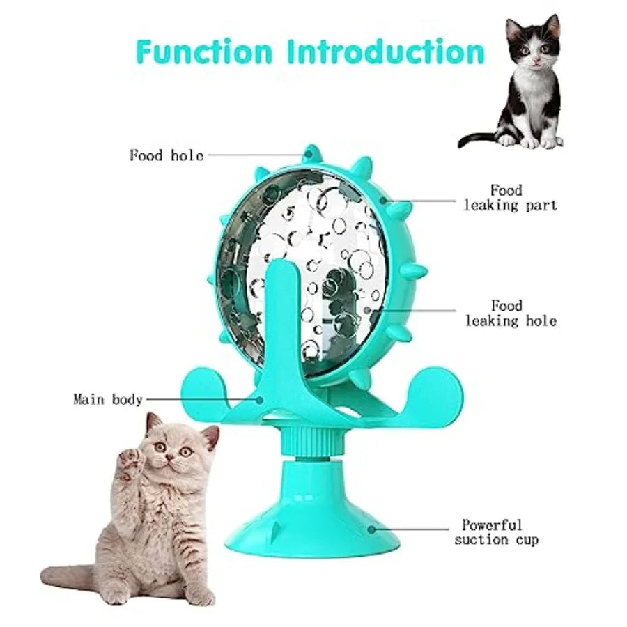 Cat Dog Treat Dispenser Toy - Cat Interactive Feeder 360° Degree Rotating, Food Leakage Device Rotate, Interactive Cat Food Tre