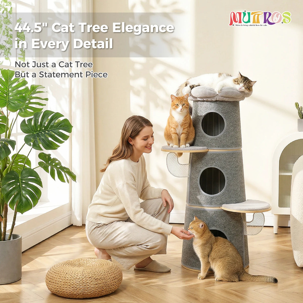 PAWZ Road Modern Cat Tree With Condos And Flower Perch