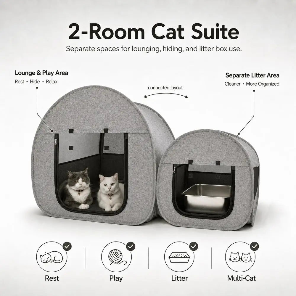 Gray Cat Playpen for Indoor and Outdoor Use: Ideal for Delivery Rooms, Enclosures, Postoperative Recovery, and House Design