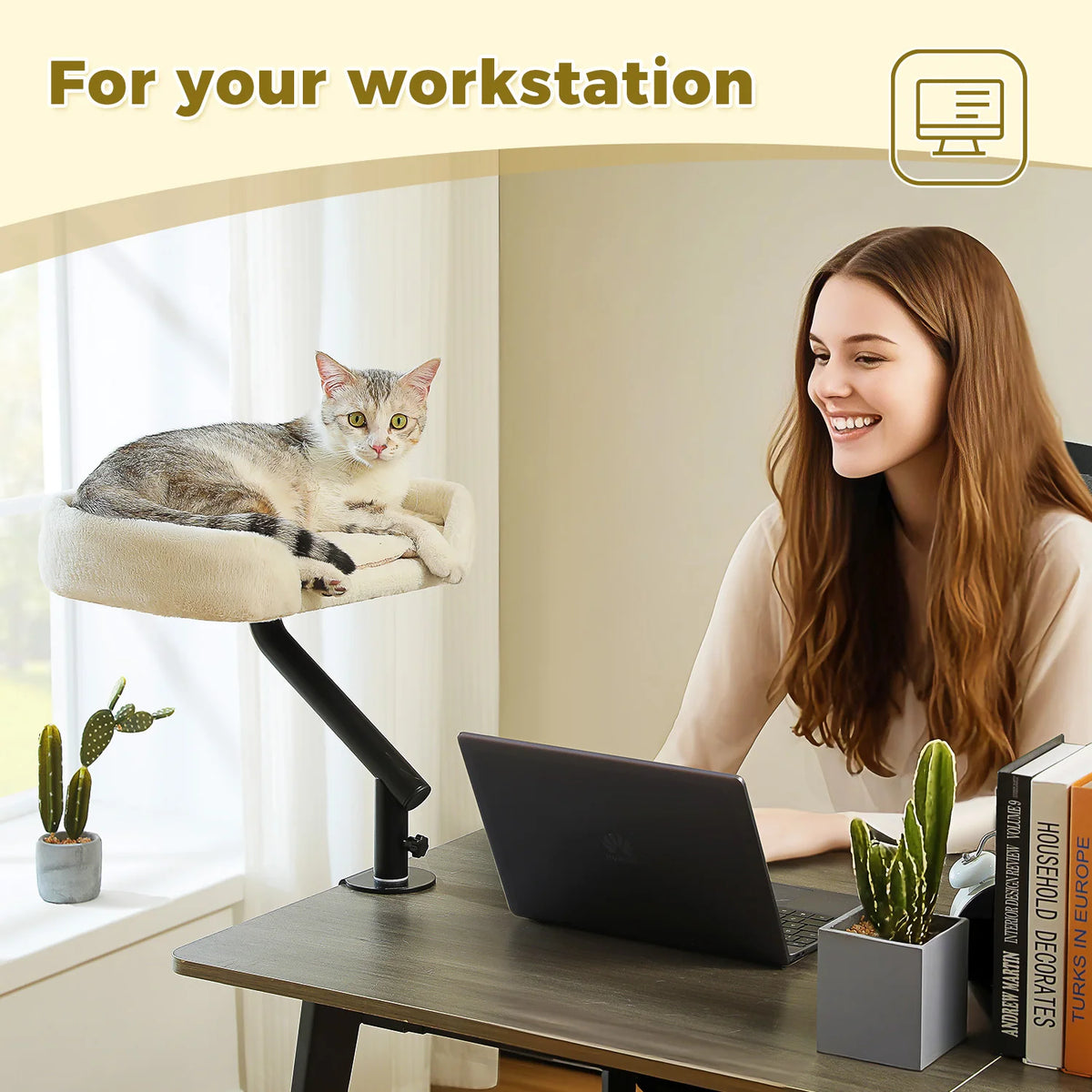 PAWZ Road Rotatable Cat Desk Bed Adjustable Plush Hammock by Annie N Poe Cattastic Supplies