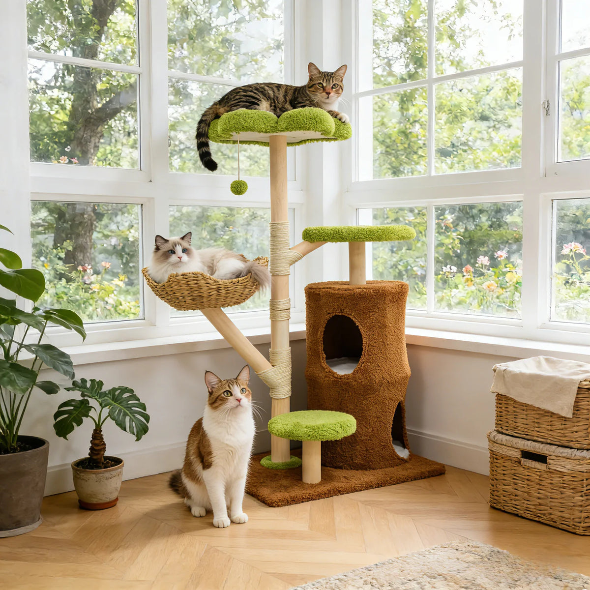 BINGOPAW Multi-Level Cat Tree With Sisal Scratching Posts
