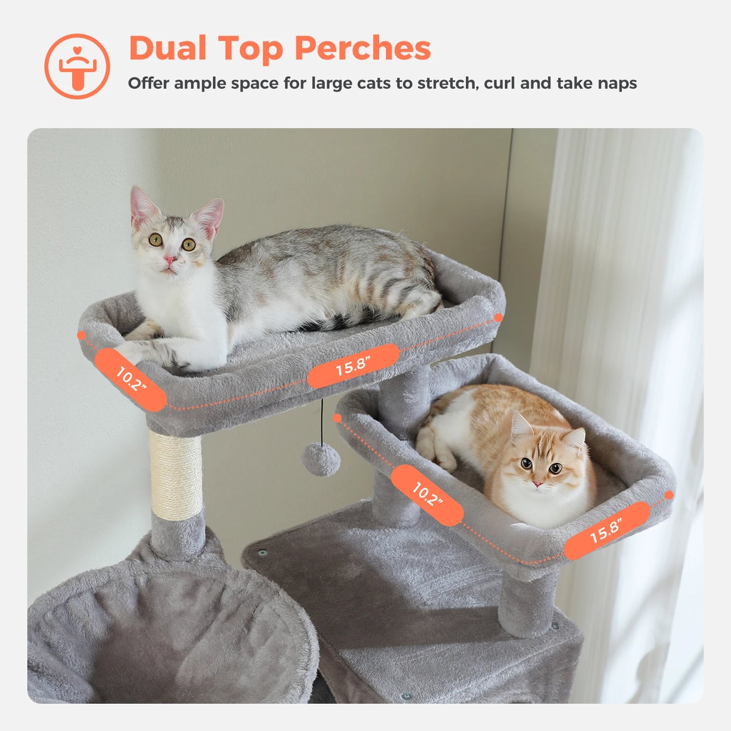 PAWZ Road Tall Cat Tree With Durable Scratching Posts