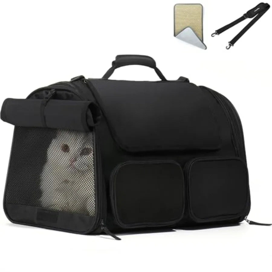 Soft Sided Cat Carrier Backpack With Mesh Windows Airline Approved