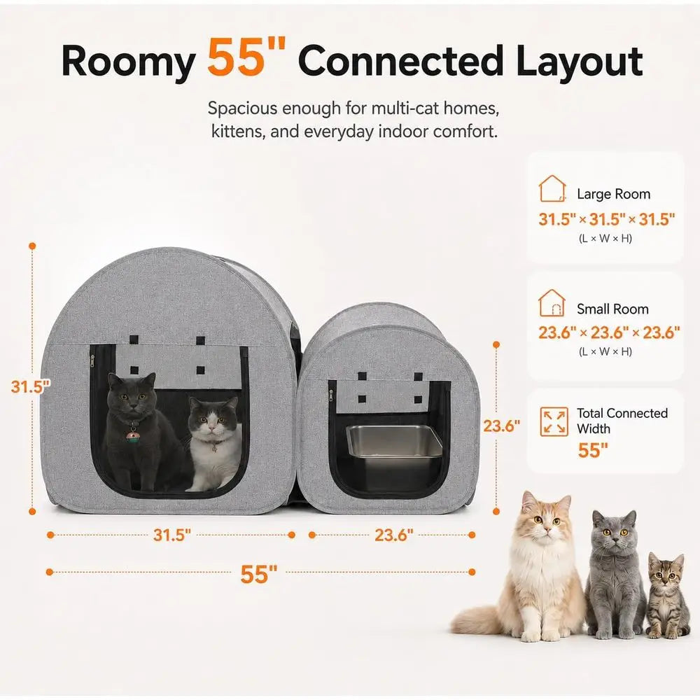 Gray Cat Playpen for Indoor and Outdoor Use: Ideal for Delivery Rooms, Enclosures, Postoperative Recovery, and House Design